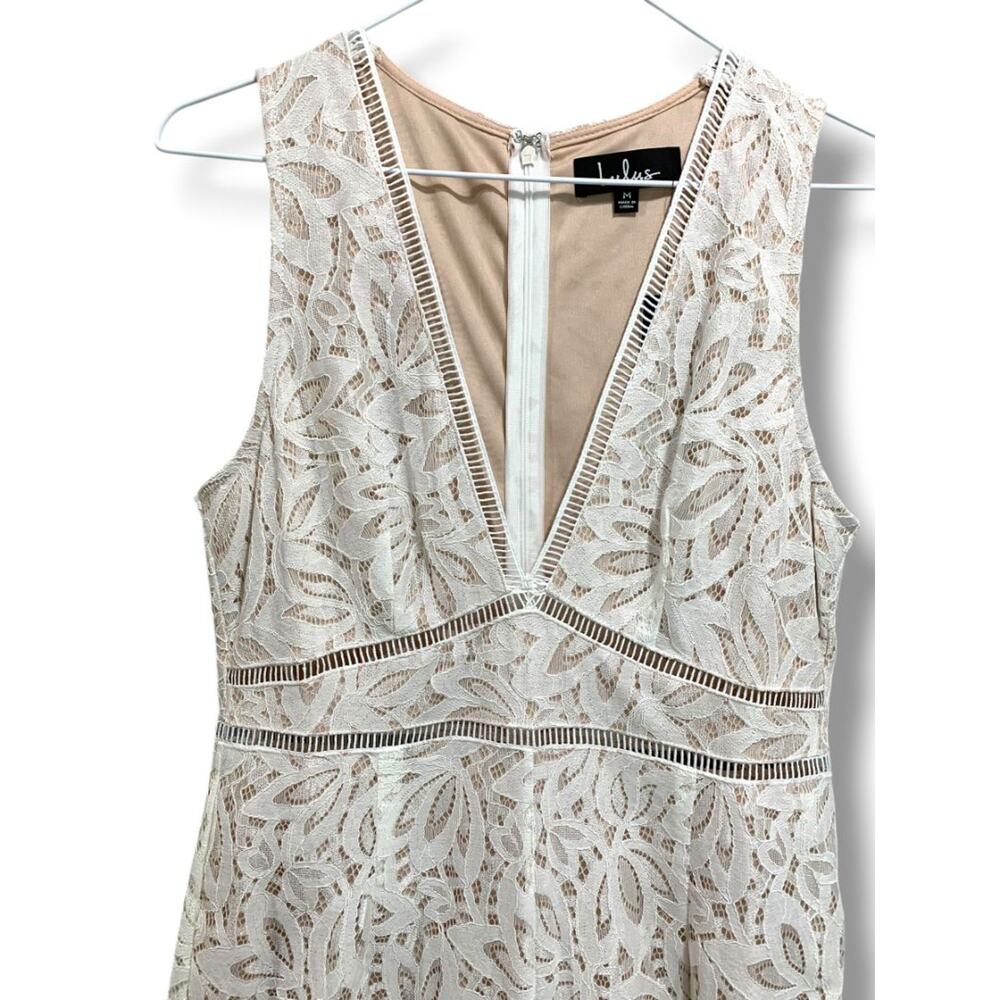 Medium Lulus New Ivory Lace Jumpsuit Sleeveless Womens - Picture 2 of 14